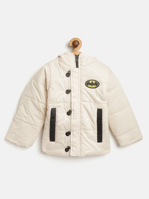 

GAME BEGINS Boys Off-White Solid Hooded Padded Jacket