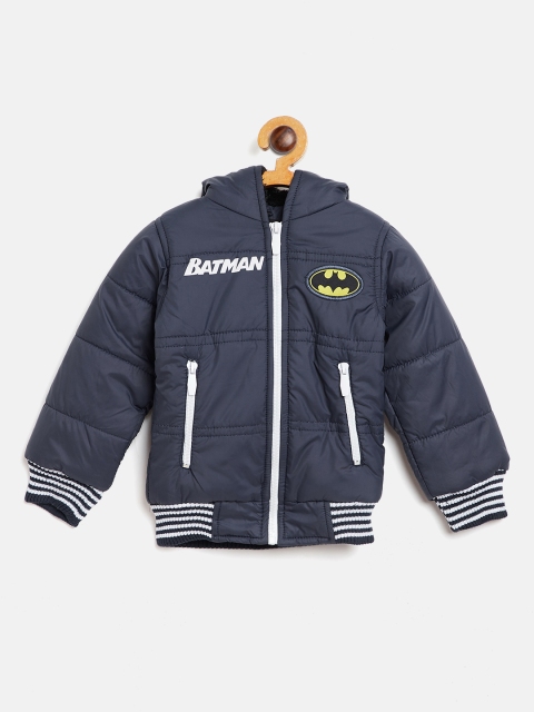 

GAME BEGINS Boys Navy Blue Solid Hooded Bomber Jacket
