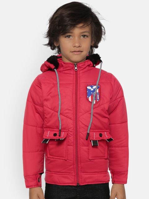 

GAME BEGINS Boys Red Solid Padded Jacket with Detachable Hood