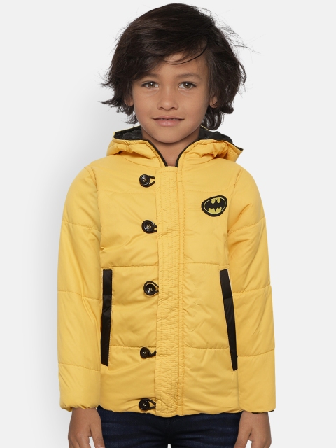 

GAME BEGINS Boys Yellow Solid Hooded Padded Jacket