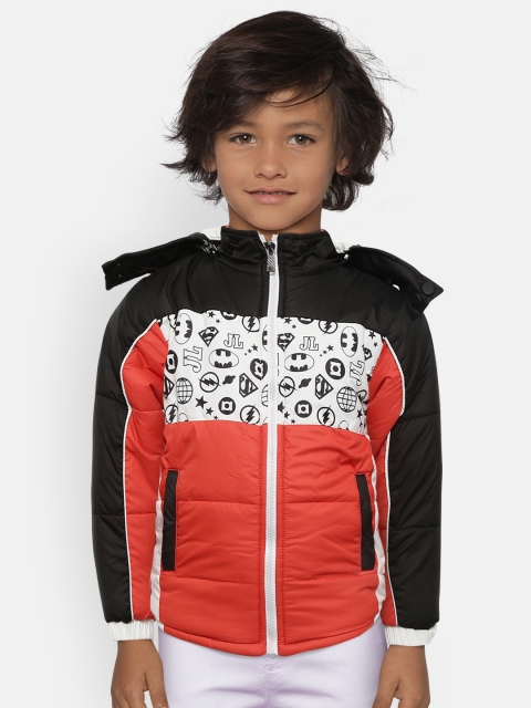 

GAME BEGINS Boys Orange & Black Colourblocked Hooded Padded Jacket