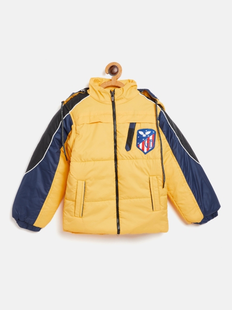 

GAME BEGINS Boys Yellow & Navy Blue Colourblocked Jacket with Detachable Hood