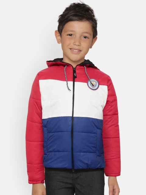 

GAME BEGINS Boys Red & White Colourblocked Hooded Padded Jacket