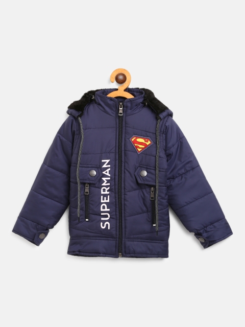 

GAME BEGINS Boys Navy Blue Solid Hooded Padded Jacket