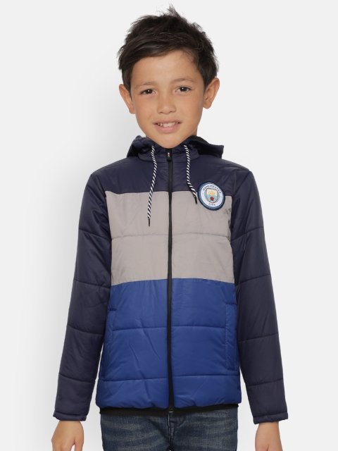 

GAME BEGINS Boys Blue & Grey Colourblocked Hooded Padded Jacket