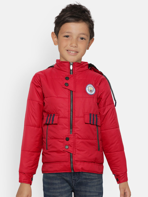

GAME BEGINS Boys Red Solid Hooded Padded Jacket