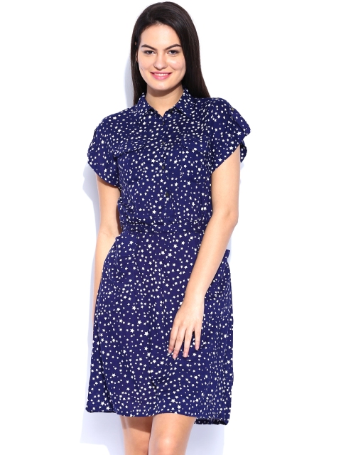 

Tokyo Talkies Blue Printed Shirt Dress
