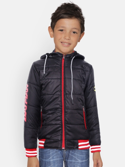 

GAME BEGINS Boys Black Solid Hooded Bomber Jacket