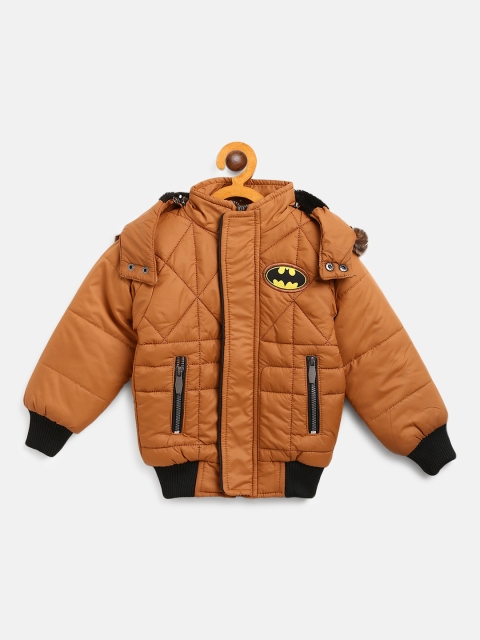 

GAME BEGINS Boys Brown Solid Hooded Parka Jacket
