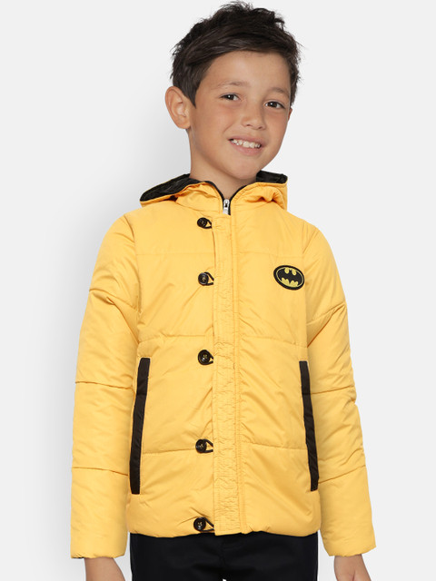 

GAME BEGINS Boys Yellow Solid Hooded Padded Jacket