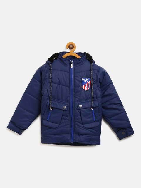 

GAME BEGINS Boys Navy Blue Solid Hooded Padded Jacket