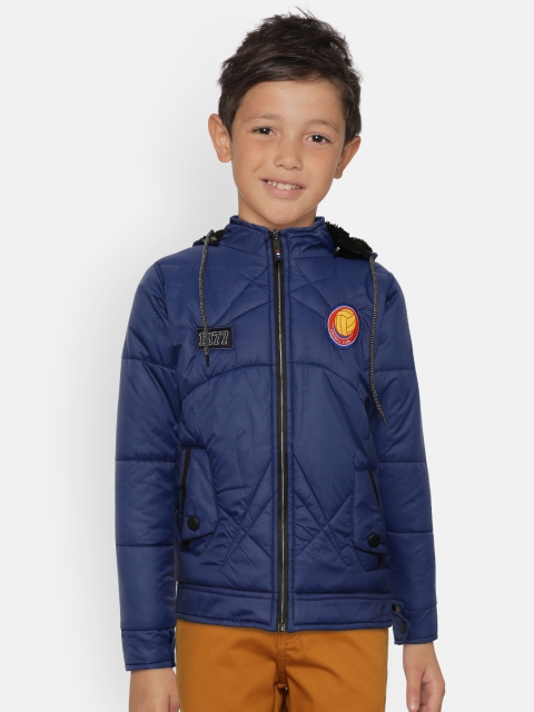

GAME BEGINS Boys Navy Blue Solid Hooded Padded Jacket