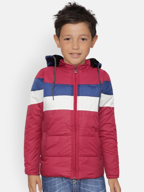 

GAME BEGINS Boys Red & Blue Colourblocked Hooded Padded Jacket