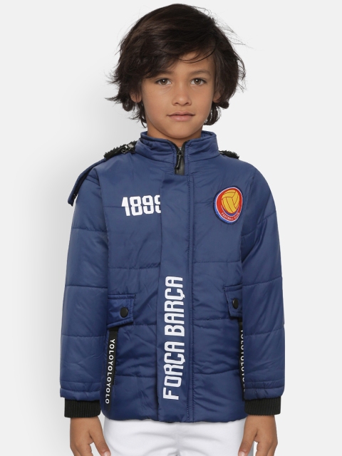 

GAME BEGINS Boys Navy Blue Solid Hooded Padded Jacket