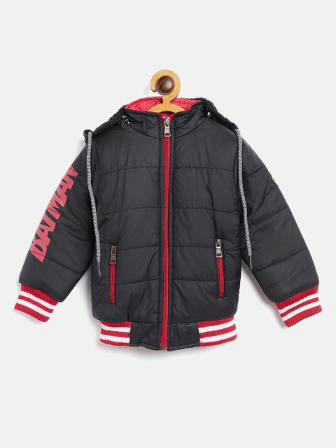 

GAME BEGINS Boys Black Solid Hooded Bomber