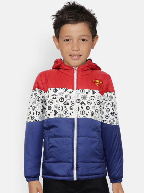 

GAME BEGINS Boys Navy Blue & White Printed Hooded Padded Jacket