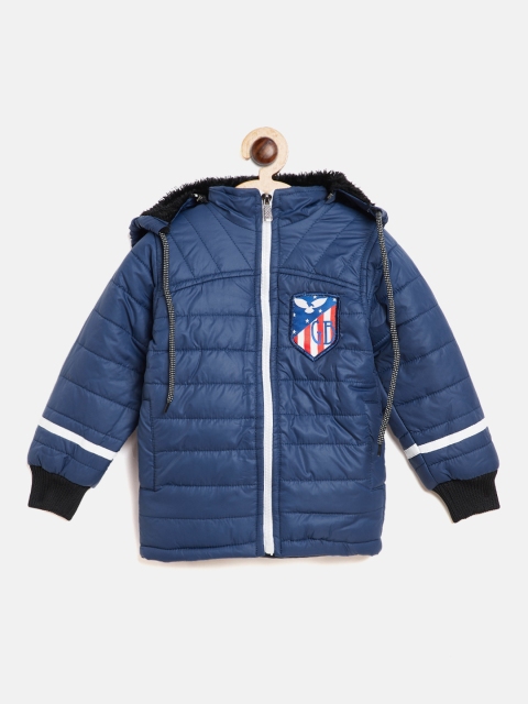 

GAME BEGINS Boys Navy Blue Solid Hooded Padded Jacket