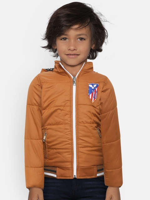 

GAME BEGINS Boys Brown Solid Hooded Bomber