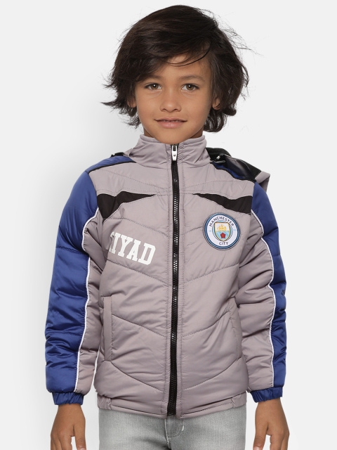 

GAME BEGINS Boys Grey Solid Hooded Bomber Jacket