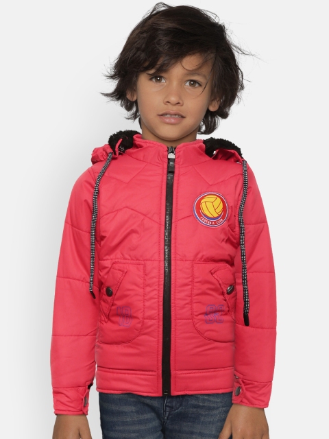 

GAME BEGINS Boys Red Solid Padded Jacket with Detachable Hood