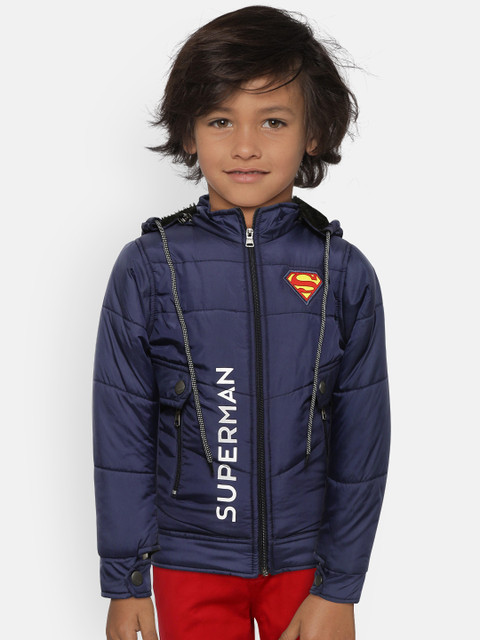 

GAME BEGINS Boys Navy Blue Solid Hooded Padded Jacket