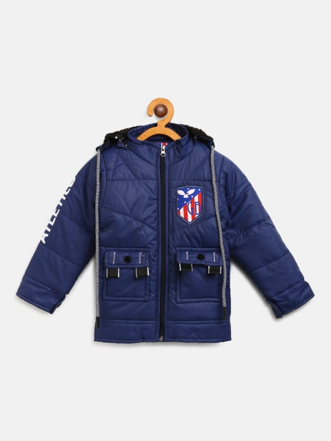 

GAME BEGINS Boys Navy Blue Solid Hooded Padded Jacket