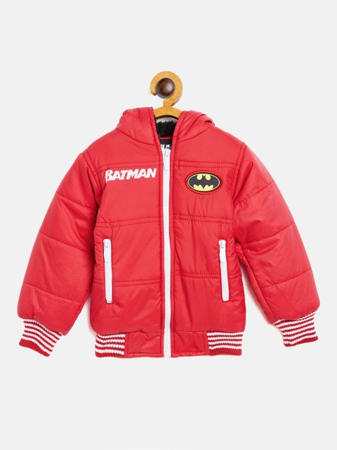 

GAME BEGINS Boys Red Solid Hooded Bomber Jacket