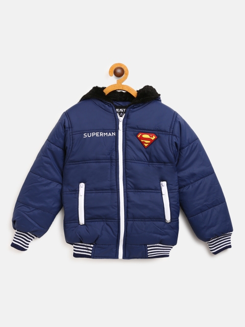 

GAME BEGINS Boys Navy Blue Solid Hooded Bomber