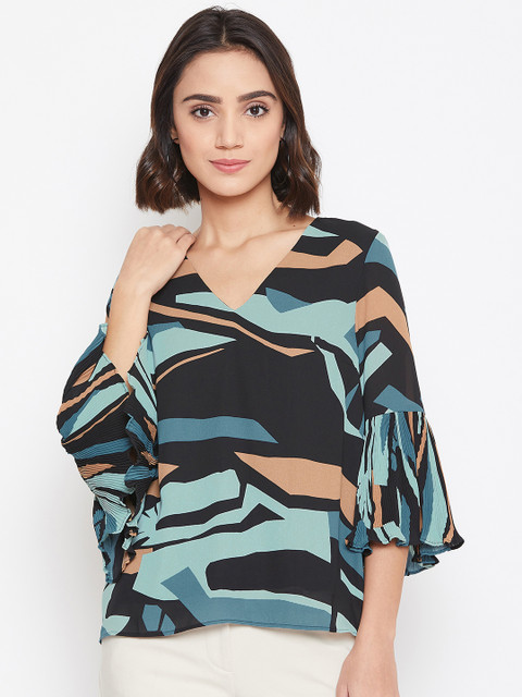 

Vero Moda Women Black & Blue Printed Top