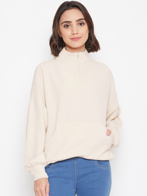

Vero Moda Women Cream-Coloured Solid Sweatshirt