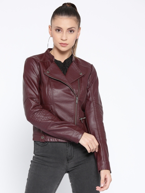 

Vero Moda Women Maroon Solid Asymmetric Closure Tailored Jacket
