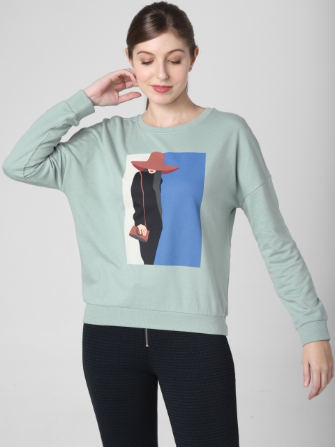 

Vero Moda Women Green Printed Sweatshirt