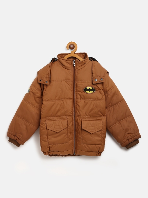 

GAME BEGINS Boys Brown Solid Hooded Padded Jacket