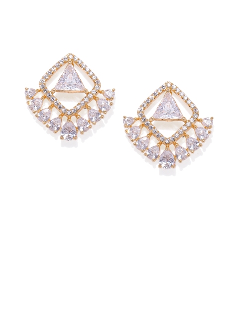 

Alamod Gold-Toned & White Crescent Shaped Studs