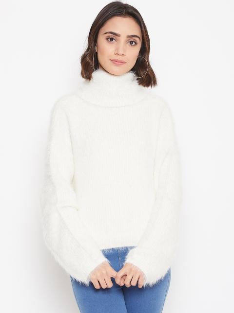 

Vero Moda Women White Ribbed Fuzzy Sweater