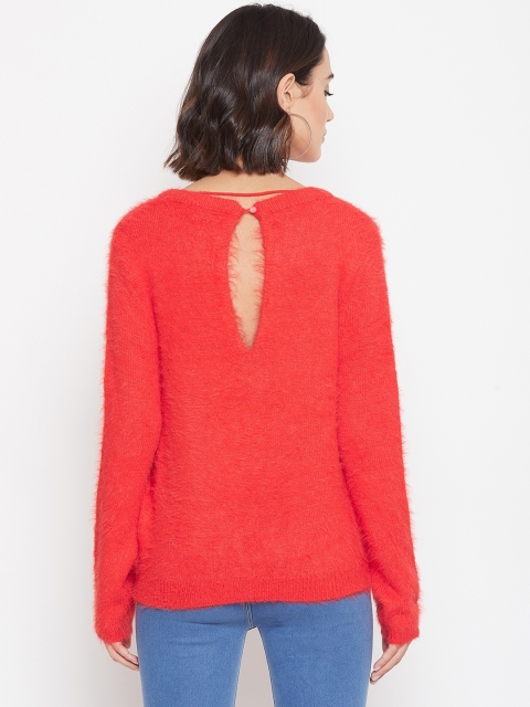 

Vero Moda Women Red Fuzzy Solid Sweater