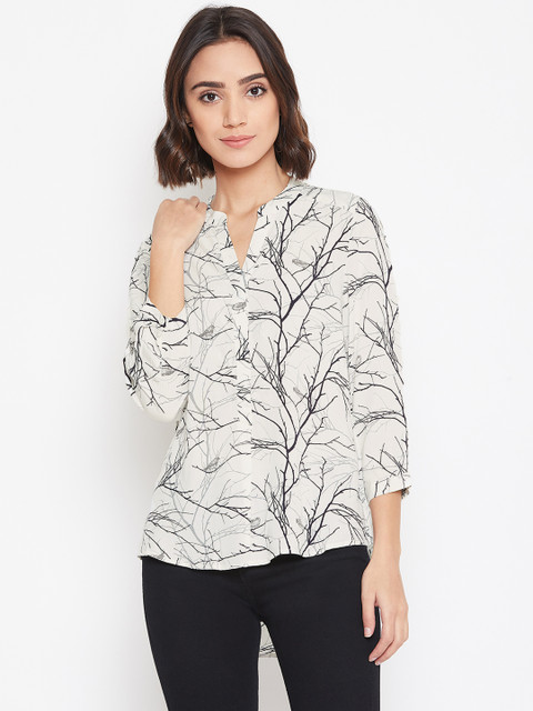 

Vero Moda Women Off-White & Black Printed Shirt Style Top