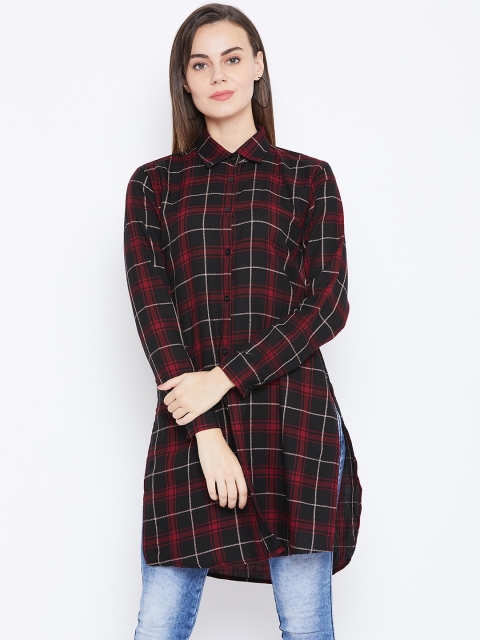 

One Femme Women Black & Red Checked Tunic