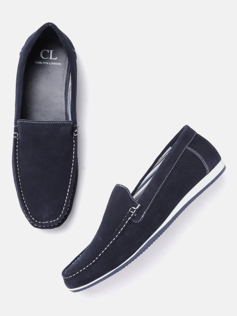 

Carlton London Men Navy Blue Suede Loafers