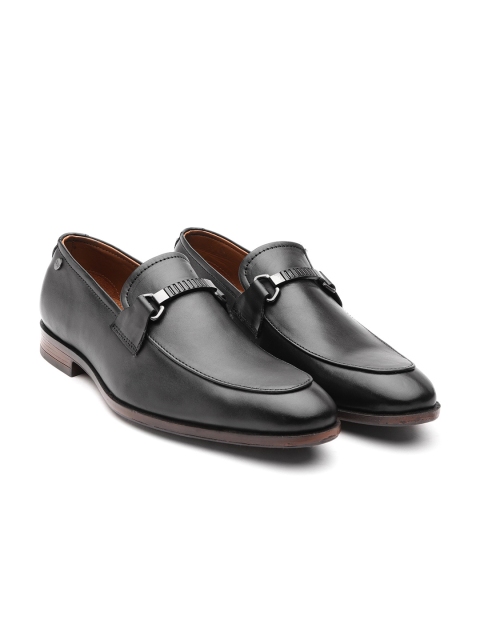 

Carlton London Men Black Solid Leather Formal Slip-Ons