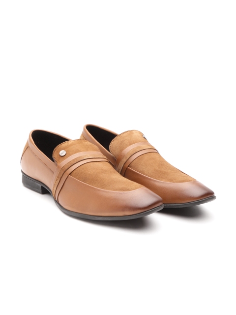 

Carlton London Men Tan Brown Solid Leather Formal Slip-Ons