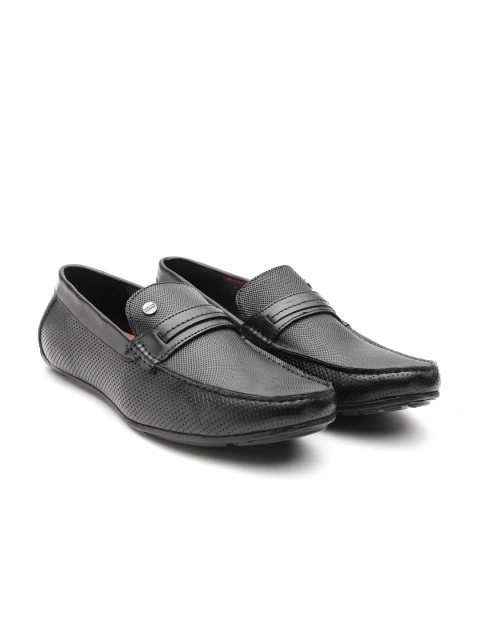 

Carlton London Men Black Perforated Leather Driving Shoes