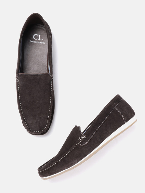 

Carlton London Men Coffee Brown Solid Leather Loafers