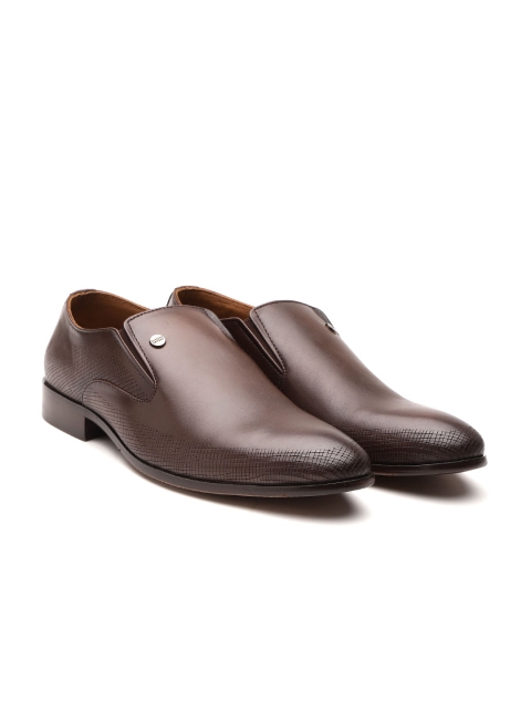 

Carlton London Men Coffee Brown Textured Leather Semiformal Slip-Ons