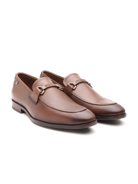 

Carlton London Men Brown Leather Formal Horsebit Loafers