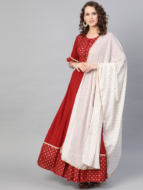 

Bhama Couture Maroon Solid Lehanga Choli With Dupatta