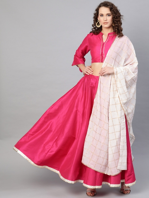 

Bhama Couture Pink Solid Lehanga Choli With Dupatta