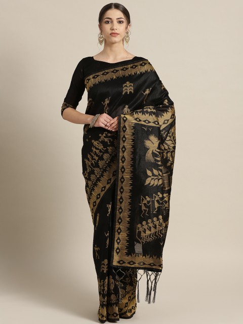 

Saree mall Black & Beige Woven Design Saree
