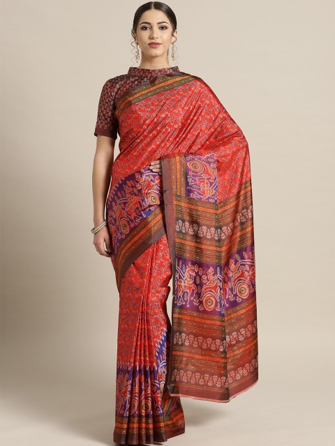 

Saree mall Red Printed Saree