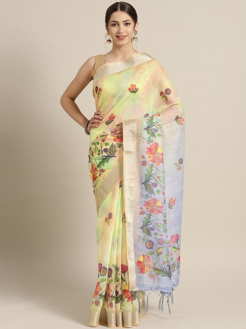 

Saree mall Yellow & Peach-Coloured Printed Saree